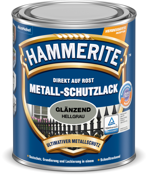 Hammerite Metall Schutzlack Glänzend Hellgrau 750 ml Nr. 5087582