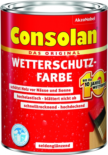 Consolan Wetterschutzfarbe SCHWEDENROT 2,5 Liter deckend Nr. 5087468